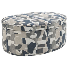  Tomkins - Oval Upholstered Storage Ottoman - Indigo Blue