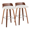 Maya - 30" Fixed-Height Barstool (Set of 2) - Walnut & Silver Base