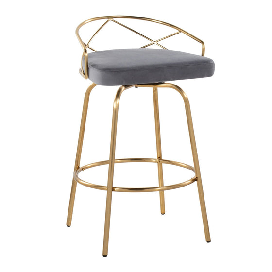 Charlotte - Glam - 26" Fixed-Height Counter Stool (Set of 2) - Gold Base