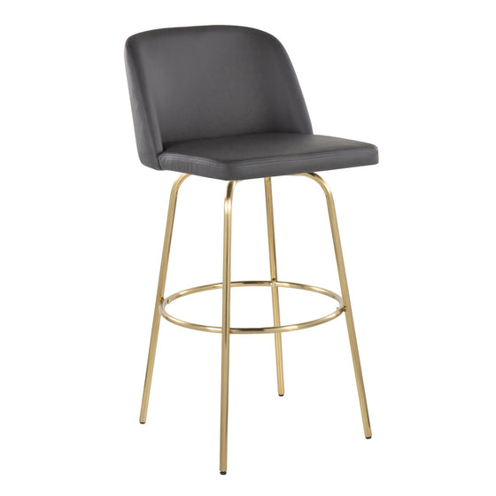 Toriano - 30" Fixed-height Barstool (Set of 2) - Dark Gray And Gold