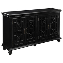  Kovu - 4 Door Wood Lattice Storage Accent Cabinet - Black