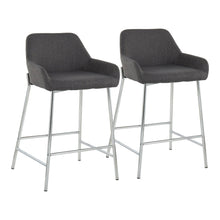  Daniella - Fixed - Height Counter Stool - Chrome Metal And Charcoal Fabric (Set of 2)