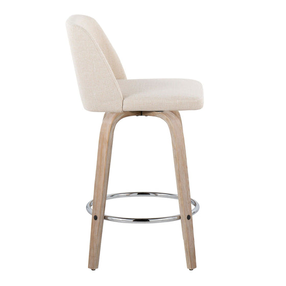 Toriano - 26" Fixed-height Counter Stool (Set of 2) - Cream Noise