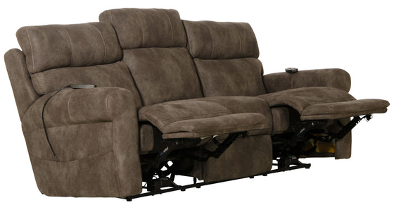 Tranquility - Power Headrest Power Lay Flat Reclining Sofa With DDT / CR3 Heat / Massage / Lumbar - Pewter