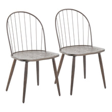  Riley - High Back Armless Chair - Bronze Metal And Dark Walnut Wood (Set of 2)