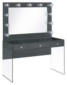  Afshan - 3-Drawer Vanity Set With Lighting - Gray High Gloss