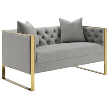  Eastbrook - Velvet Upholstered Tufted Loveseat - Gray