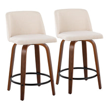  Toriano - 24" Fixed-height Counter Stool (Set of 2) - Walnut And Cream Noise