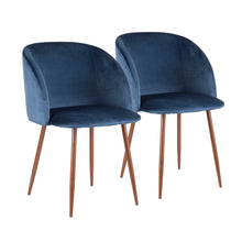  Fran - Dining Chair - Walnut And Blue (Set of 2)