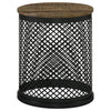 Aurora - Round Drum Base Accent Side Table - Natural And Black