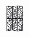 Nailan - 3-Panel Room Divider Folding Screen Open Mosaic - Black