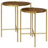 Malka - 2 Piece Round Wood Nesting Table - Dark Brown And Gold