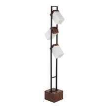  Bento - 67.5" Metal Floor Lamp - Black Metal And Walnut Wood With White Shade