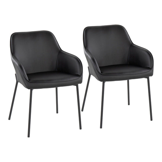 Daniella - Dining Chair - Black Metal And Black Faux Leather (Set of 2)