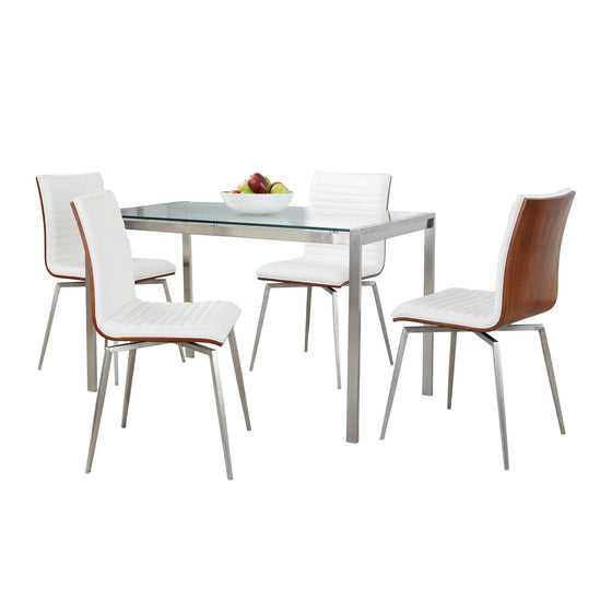 Fuji - Mason Swivel Dining Set Dining Set - Brushed Stainless Steel