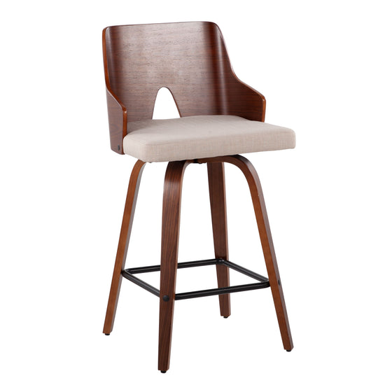 Ariana - 26" Counter Stool - Walnut And Beige Fabric (Set of 2)