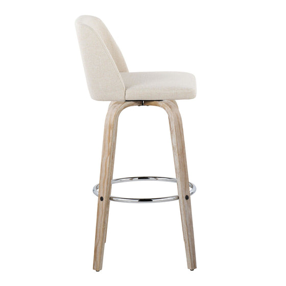 Toriano - 30" Fixed-height Barstool (Set of 2) - Cream And Light Brown