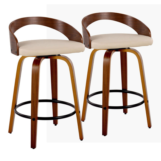 Grotto - 26" Fixed-Height Counter Stool (Set of 2) - Black & Walnut Base