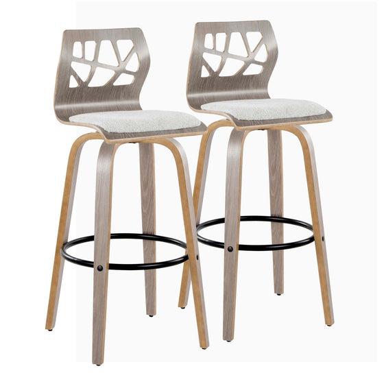 Folia - 30" Fixed-height Barstool (Set of 2) - Gray