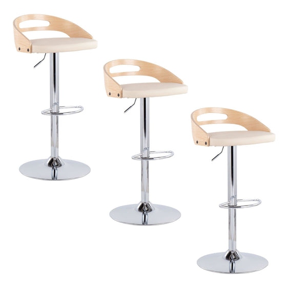 Cassis - Adjustable Barstool With Swivel - Natural Wood Footrest (Set of 3)