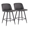 Toriano - 26" Fixed-Height Counter Stool (Set of 2) - Black Square Base