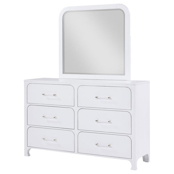 Anastasia - 6-Drawer Dresser With Mirror - Pearl White