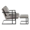 Roman - Lounge Chair And Ottoman - Black Metal And Gray Faux Leather