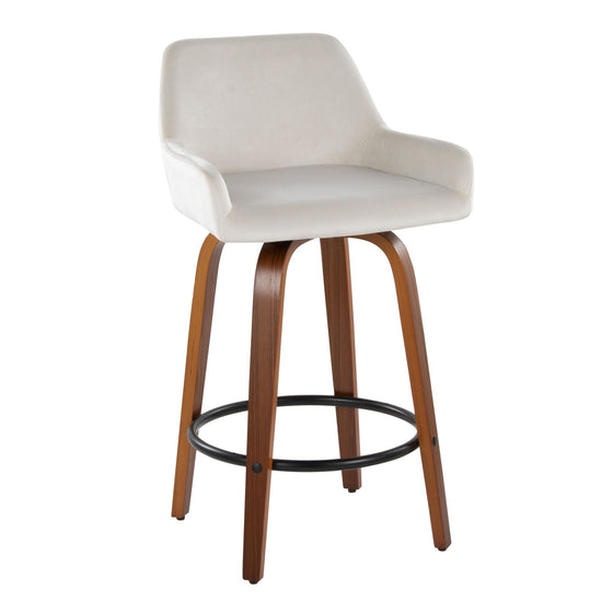 Daniella - 26" Fixed-height Counter Stool (Set of 2) - White, Walnut And Black