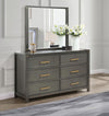 Kieran - 6-Drawer Dresser With Mirror - Gray