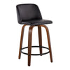 Toriano - 24" Fixed-Height Counter Stool (Set of 2) - Walnut & Black Round Base