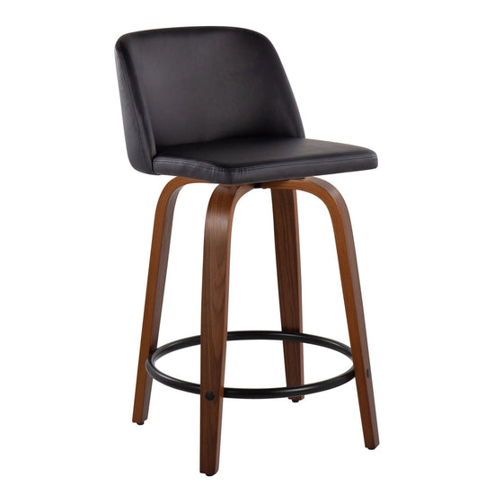 Toriano - 24" Fixed-Height Counter Stool (Set of 2) - Walnut & Black Round Base