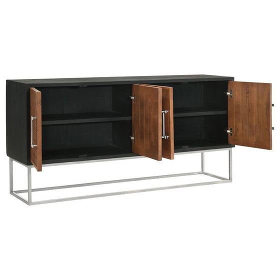 Borman - 4 Door Wood Accent Cabinet - Walnut And Black