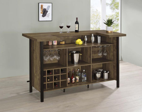 Bellemore - Freestanding Home Bar Wine Cabinet - Rustic Oak