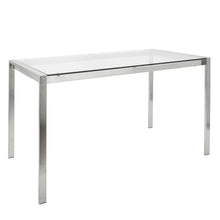  Fuji - Dining Table - Stainless Steel With Clear Glass Top