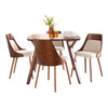 Folia - Anabelle Square Dining Set - Walnut Wood And Cream Noise Fabric (Set of 5)