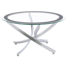  Brooke - Round Glass Top Coffee Table Metal Base