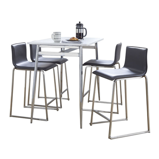 Marcel - Mara Upholstered Counter Height Dining Set - Black Metal With White Wood Tabletop