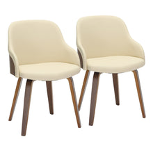  Bacci - Dining / Accent Chair - Walnut Wood And Cream Faux Leather