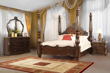  Palazzo Marina - 6/0 Western King Poster Bed 4 Piece Bedroom Set (Bed, Dresser, Mirror, Nightstand) - Dark Brown