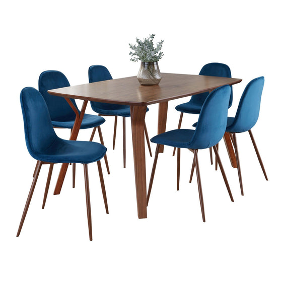 Folia - Toriano Dining Set - Walnut Wood And Beige Fabric (Set of 5)