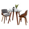 Folia - Anabelle Square Dining Set - Walnut Wood And Cream Noise Fabric (Set of 5)