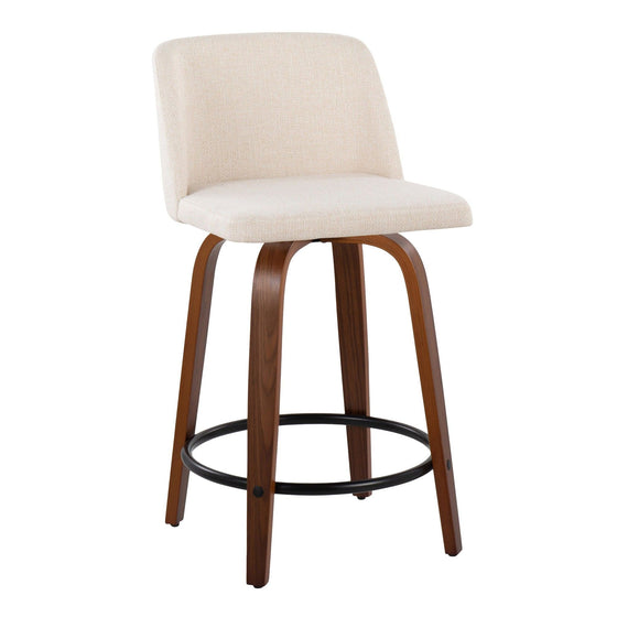 Toriano - 24" Fixed-height Counter Stool (Set of 2) - Walnut And Cream Noise