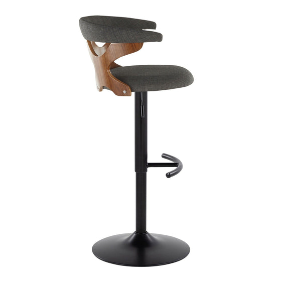 Gardenia - Adjustable Barstool (Set of 2) - Black Base And Walnut Backrest