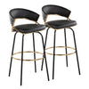 Jie - 30" Fixed-Height Barstool With Swivel - Gold And Black Legs (Set of 2)