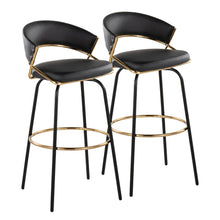  Jie - 30" Fixed-Height Barstool With Swivel - Gold And Black Legs (Set of 2)