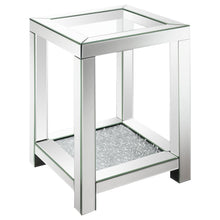  Valentina - 1-Shelf Square Glass Top Side End Table - Silver