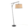 Daniella - Salon 70" Floor Lamp - Black Metal With Natural Ratan Shade