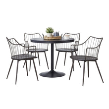  Dakota - Winston Dining Set - Black Metal With Black Wood Tabletop And Brown Metal With Dark Walnut Wood (Set of 5)