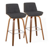 Corazza - 30" Fixed-Height Barstool (Set of 2) - Walnut & Black Base