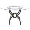 Aviano - Round Glass Top Metal Dining Table - Gunmetal